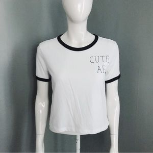 Graphic Ringer Tee in White | Size M